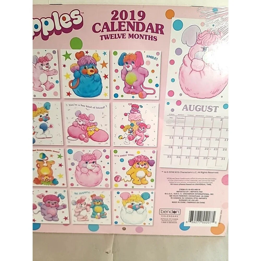 2019 Popples Wall Calendar Ephemera 80's Art ( Open)